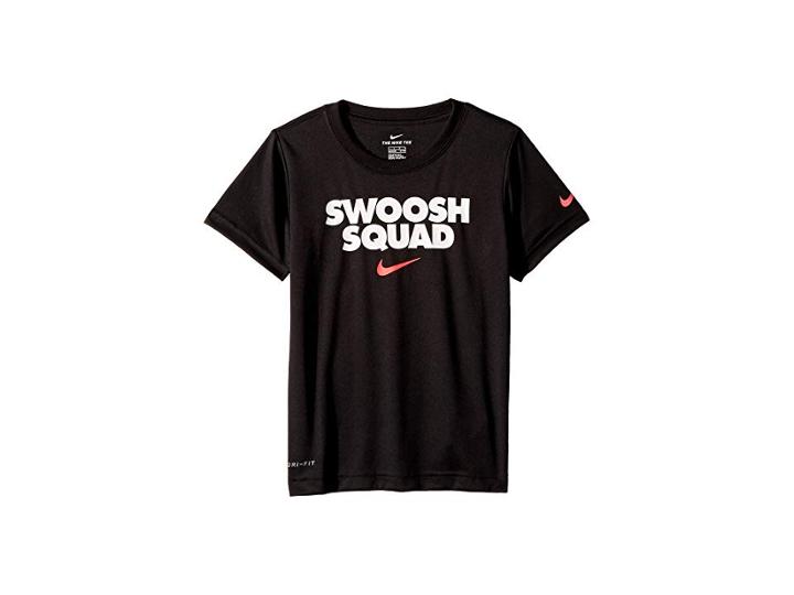 Nike Kids Swoosh Squad Dri-fit Short Sleeve Tee (little Kids) (black) Boy's T Shirt