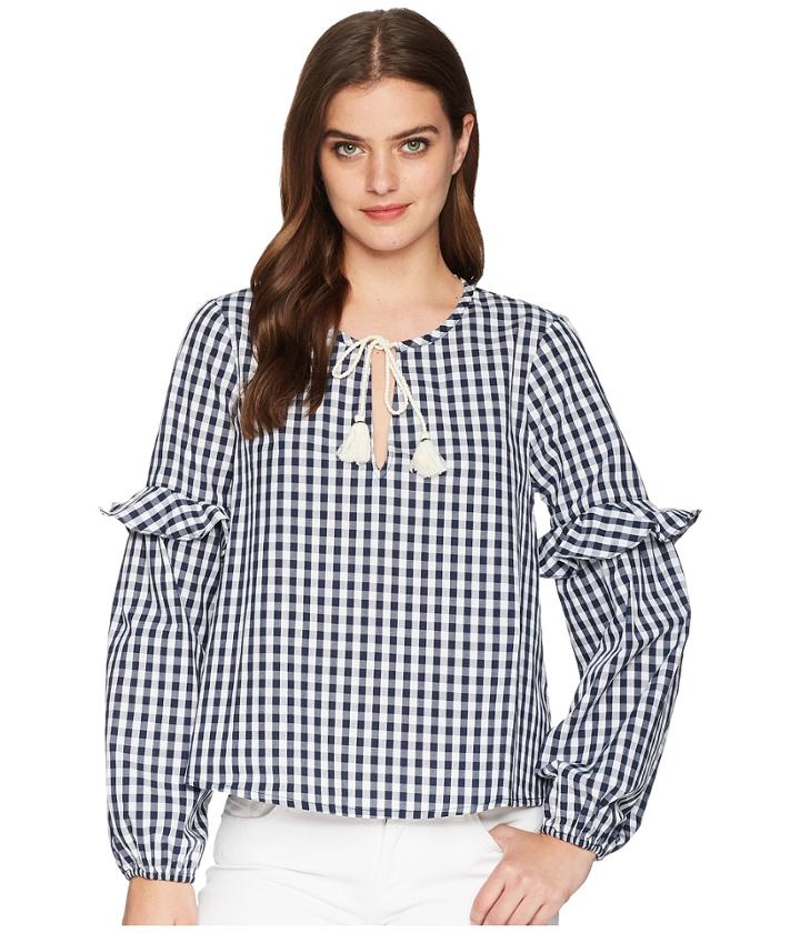 Splendid Blouson Sleeve Blouse (blue/white) Women's Blouse