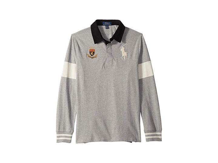 Polo Ralph Lauren Kids Big Pony Cotton Jersey Rugby (big Kids) (andover Heather) Boy's Clothing