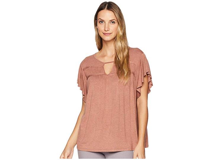 B Collection By Bobeau Nicoline Flutter Sleeve Tee (clove) Women's T Shirt