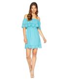 Kensie Crochet Embroidered Cotton Dress Ks6k920s (saltwater Blue) Women's Dress