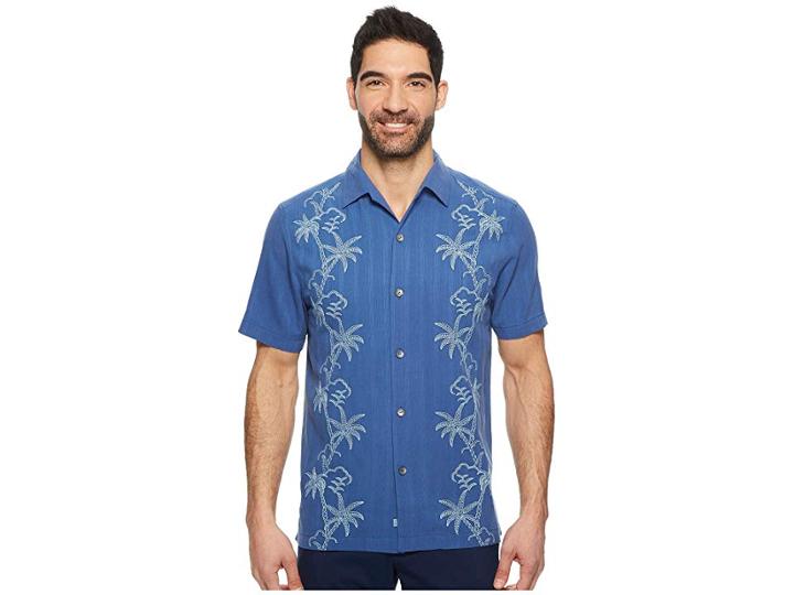 Tommy Bahama Wandering Palms Camp Shirt (dockside Blue) Men's Clothing