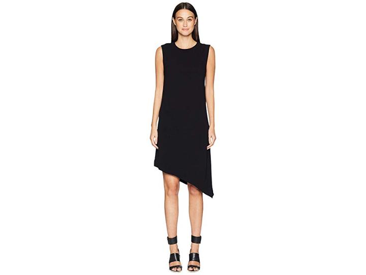 Nicole Miller Crinkle Satin Back Crepe Asymmetrical Sheath Dress (black) Women's Dress