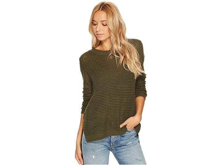 Jack By Bb Dakota Dunning Waffle Stitched Sweater (deep Olive) Women's Sweater