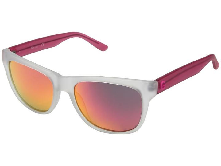 Guess Gg1127 (matte Crystal/pink Mirror Lens) Fashion Sunglasses