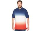Polo Ralph Lauren Big Tall Dip Dye Pique Polo (dark Cobalt/white/red Beret) Men's Clothing