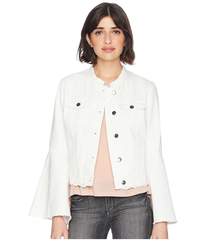 Romeo & Juliet Couture Bell Sleeve Distressed Denim Jacket (white) Women's Coat