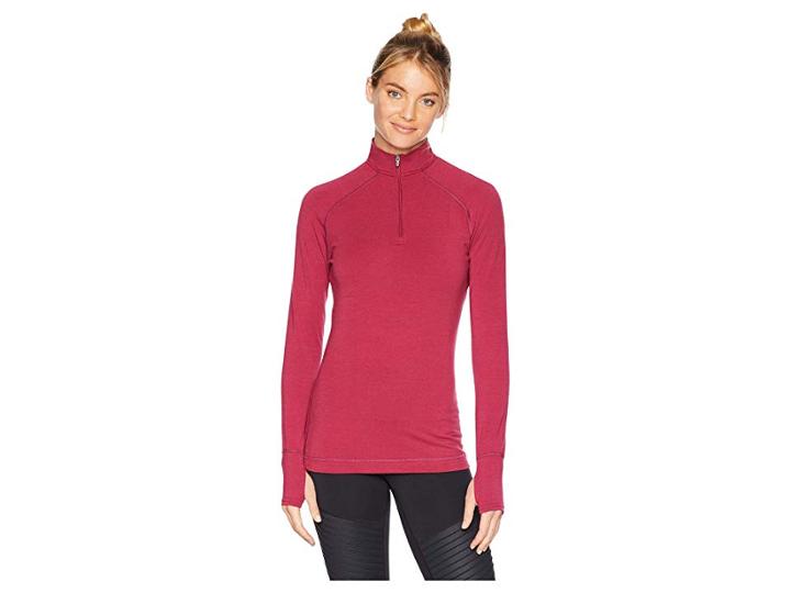 Hot Chillys Mtf Solid Zip-t (cranberry) Women's Clothing
