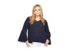 Calvin Klein Plus Plus Size V-neck With Flare Sleeve Blouse (twilight) Women's Long Sleeve Pullover