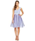 Adrianna Papell Taffeta Fit And Flare (steel Blue) Women's Dress