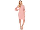 Adrianna Papell Pleated Detail Neckline Textured Crepe Sheath Dress (antique Rose) Women's Dress