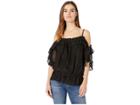 Bb Dakota Little Black Blouse Metallic Top (black) Women's Blouse