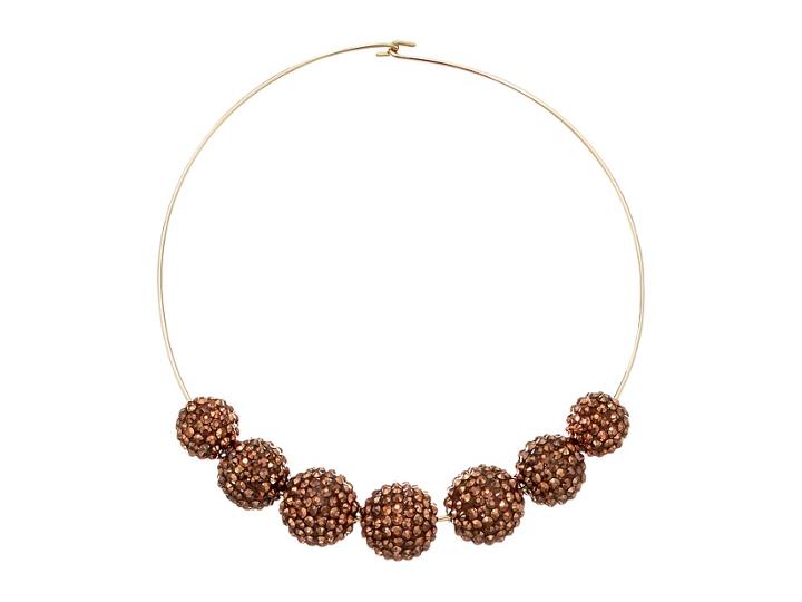 Kenneth Jay Lane Gold Wire Topaz Pave Bead Necklace (topaz Bronze) Necklace