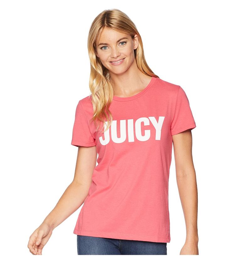 Juicy Couture Track Juicy Gothic Studs Short Sleeve Tee (claret Red) Women's T Shirt
