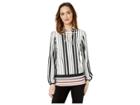 Eci Striped Color Block Blouse With Collar (black/blush) Women's Clothing