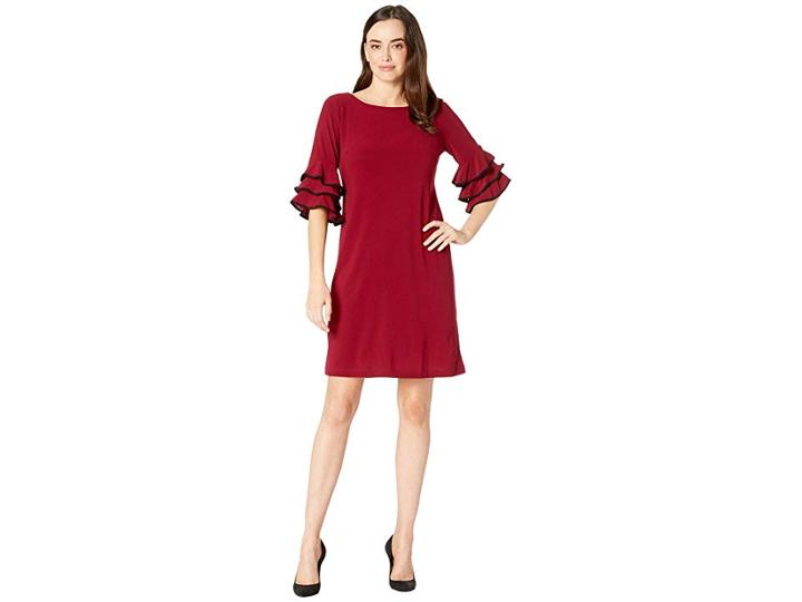 Gabby Skye Ruffle Sleeve Dress (garnet/black) Women's Dress