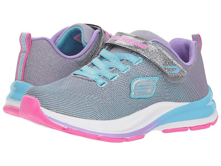 Skechers Kids Double Strides Duo Dash 81459l (little Kid/big Kid) (gray/blue) Girl's Shoes