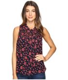 Lucky Brand Rouched Yoke Tank Top (navy Multi) Women's Clothing