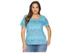 Extra Fresh By Fresh Produce Plus Size Stamped Geo Luna Top (luna Turquoise) Women's T Shirt