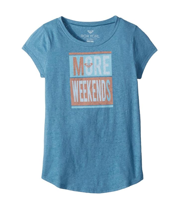 Roxy Kids More Weekends Fashion Crew Top (big Kids) (storm Blue) Girl's T Shirt