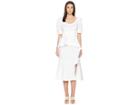 Prabal Gurung Cotton Poplin Geena Short Sleeve Wrap Front Dress W/ Juliet Sleeve (white) Women's Dress