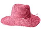 Steve Madden Crochet Cowboy Hat With Ties (fuchsia) Caps