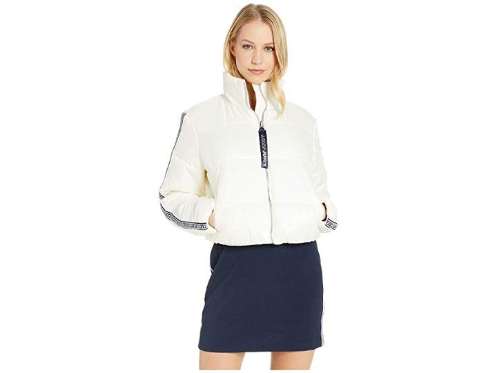 Juicy Couture Solid Sleeve Puffer Jacket (bleached Bone) Women's Clothing