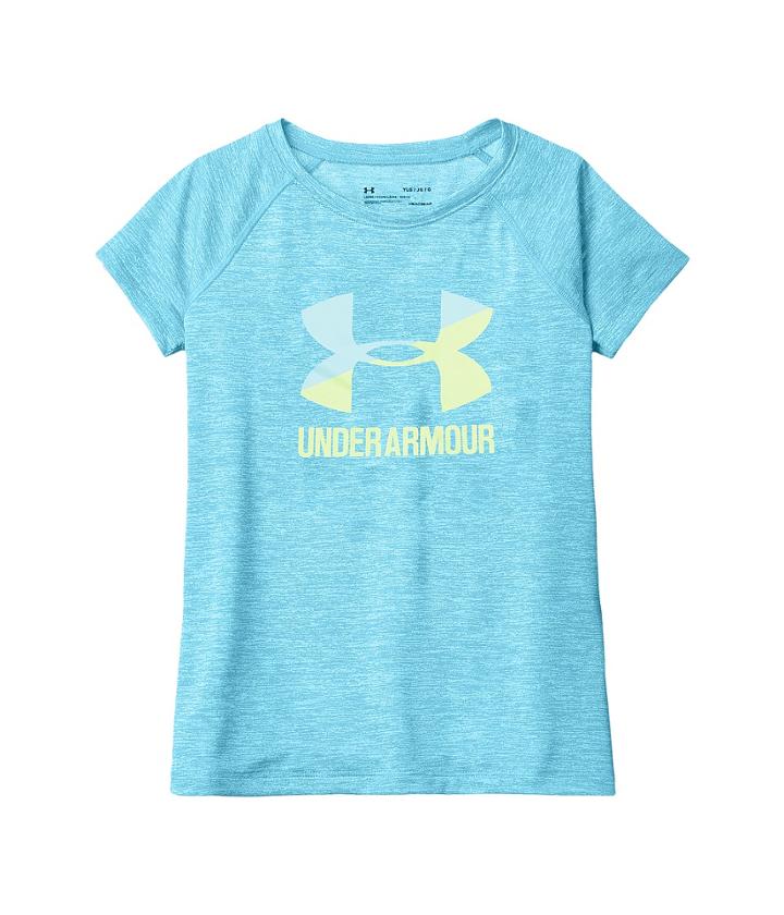 Under Armour Kids Ua Novelty Big Logo Short Sleeve Tee (big Kids) (blue Shift/blue Infinity/quirky Lime) Girl's T Shirt