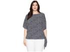 Michael Michael Kors Plus Size Paisley Fleur Tie Top (white/true Navy) Women's Clothing