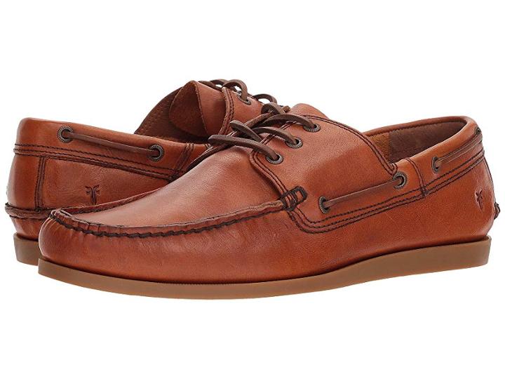 Frye Briggs Boat Shoe (caramel Tumbled Veg Tan) Men's Lace Up Casual Shoes