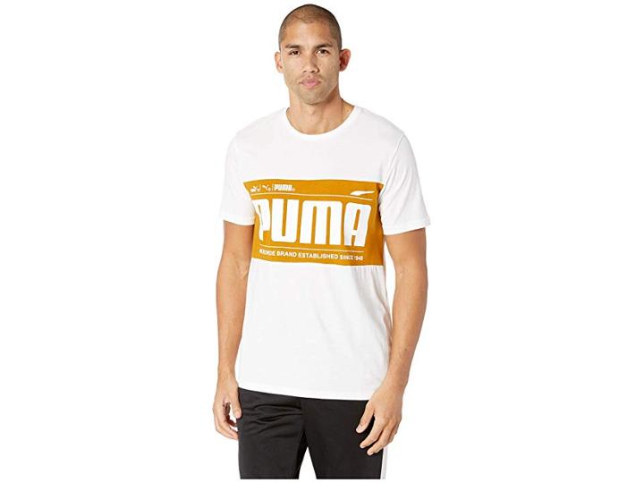 Puma Graphic Logo Block Tee (puma White) Men's T Shirt