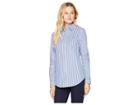 Lauren Ralph Lauren Striped Stretch Cotton Shirt (blue Multi) Women's Clothing