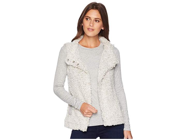 Dylan By True Grit Frosty Tipped Pile Cozy Vest With Knit Lining (putty) Women's Vest