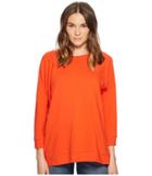 Eileen Fisher Bateau Neck Box-top (hot Red) Women's Long Sleeve Pullover