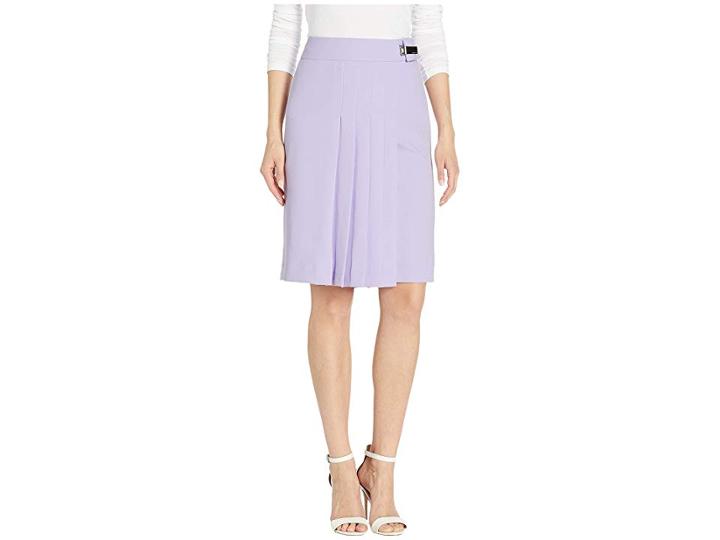 Calvin Klein Pleat Front Crepe Skirt (opal) Women's Skirt
