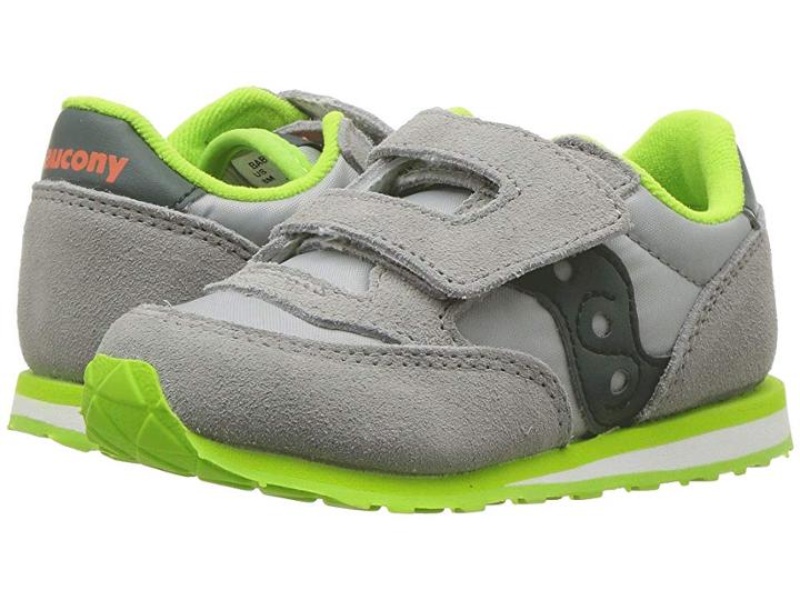 Saucony Kids Originals Jazz Hook Loop (toddler/little Kid) (grey/dark Green) Boys Shoes