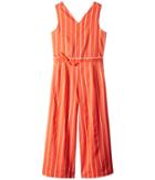 Janie And Jack Sleeveless Open Back Jumpsuit (toddler/little Kids/big Kids) (orange Stripe) Girl's Jumpsuit & Rompers One Piece