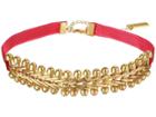 Steve Madden Velvet Laced V Link Choker Necklace (gold) Necklace