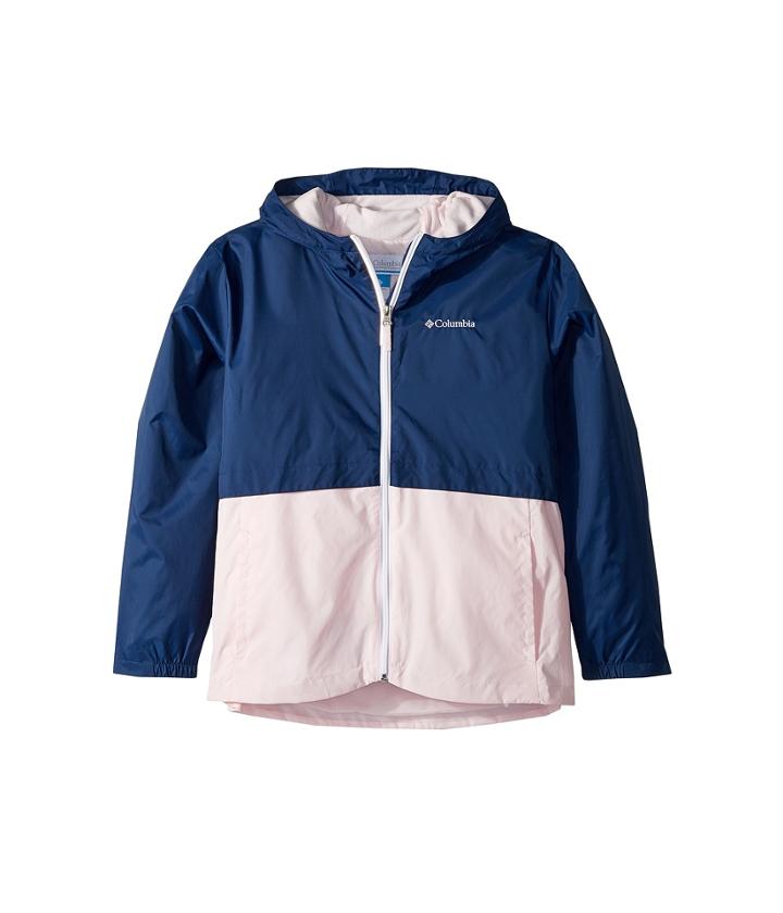 Columbia Kids Rain-zillatm Jacket (little Kids/big Kids) (carbon/whitened Pink/white Logo) Girl's Coat