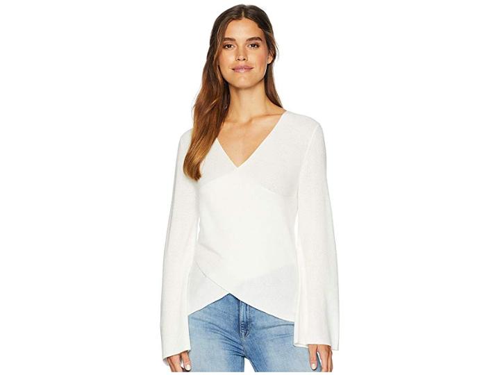 Michael Stars Cashmere Blend Front-to-back Cross Back Pullover (chalk) Women's Clothing