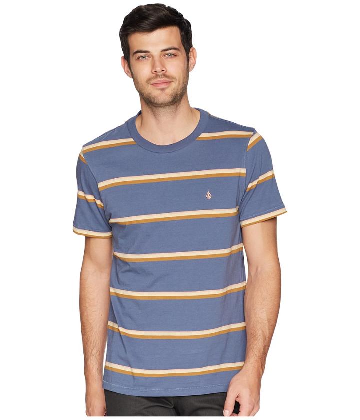 Volcom Sheldon Crew Short Sleeve Knit Top (deep Blue) Men's Clothing