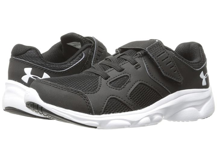 Under Armour Kids Ua Bps Pace Rn Ac (little Kid) (black/white/white) Boys Shoes
