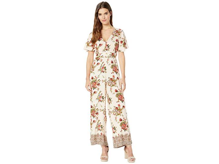 Angie Faux Wrap Jumpsuit W/ Crochet Trim (ivory) Women's Jumpsuit & Rompers One Piece