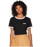 Juicy Couture Juicy Short Sleeve Ringer Tee (pitch Black) Women's T Shirt