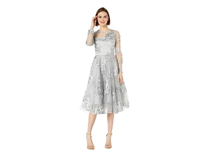 Bebe Circle Embroidered Mesh Dress (grey) Women's Dress