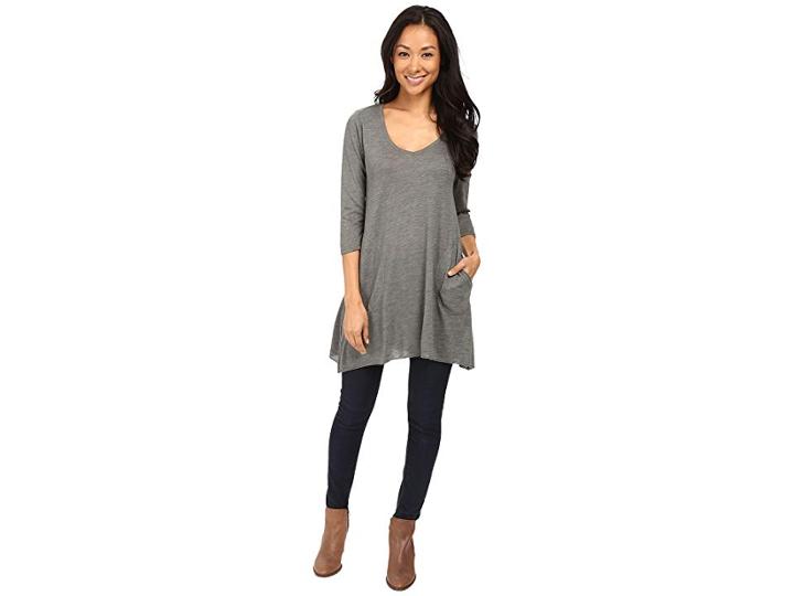 Allen Allen Slub Angled 3/4 Tunic (cilantro) Women's T Shirt