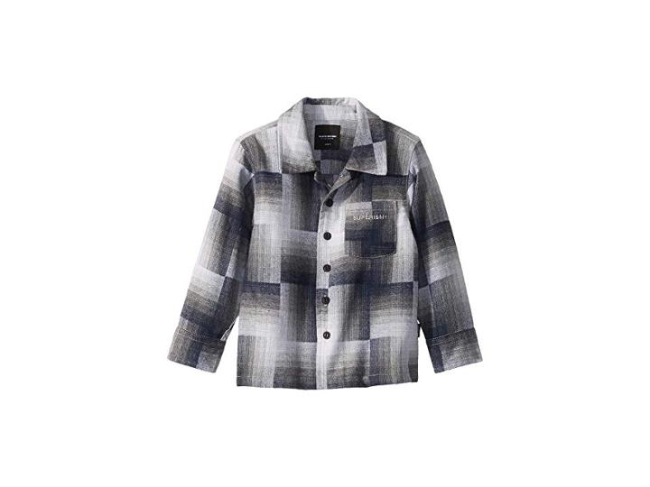 Superism Brody Button Up Long Sleeve Flannel Shirt (toddler/little Kids/big Kids) (grey) Boy's Clothing
