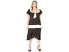 Unique Vintage Plus Size Wilshire Flapper Day Dress (black/cream) Women's Dress