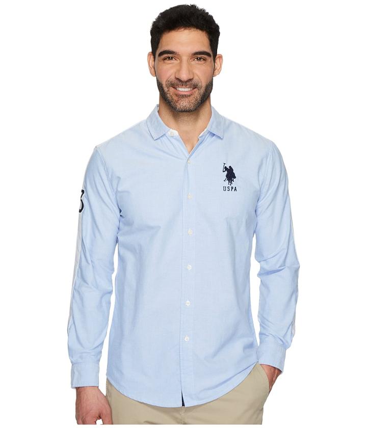 U.s. Polo Assn. Long Sleeve Classic Fit Solid Oxford Shirt (light Blue) Men's Clothing