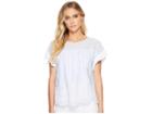 Kensie Eyelet Stripe Top Ks4k46s7 (white Combo) Women's Clothing